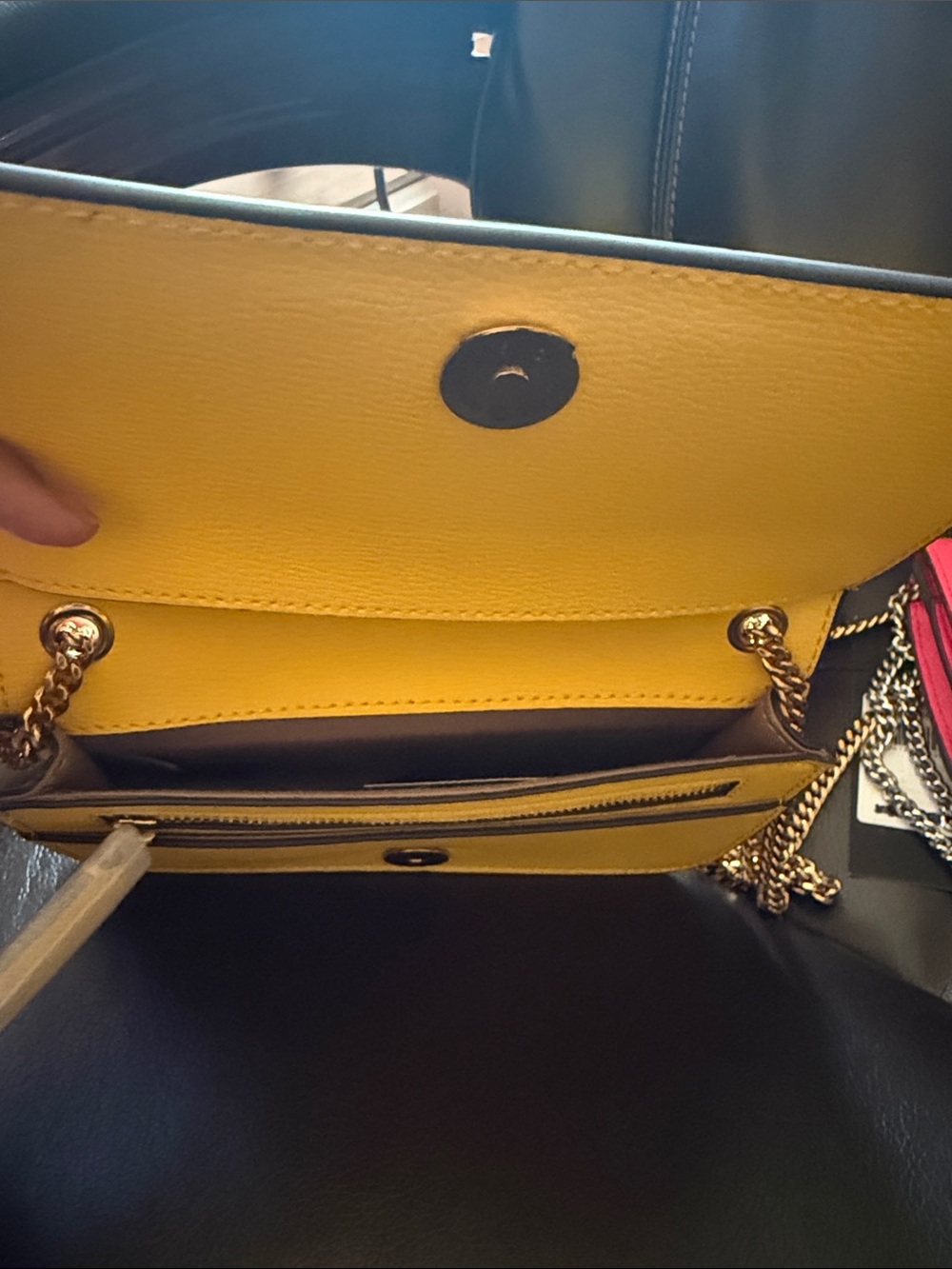 Karl Lagerfeld Hot Pink and Bright Yellow Chain Wallet Crossbody Set - Picture 8 of 9